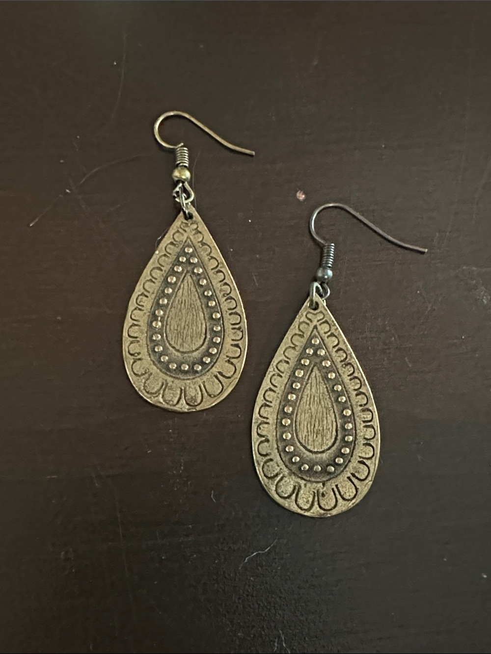Antique Brass Teardrop Dangle Earrings - Women Jewelry